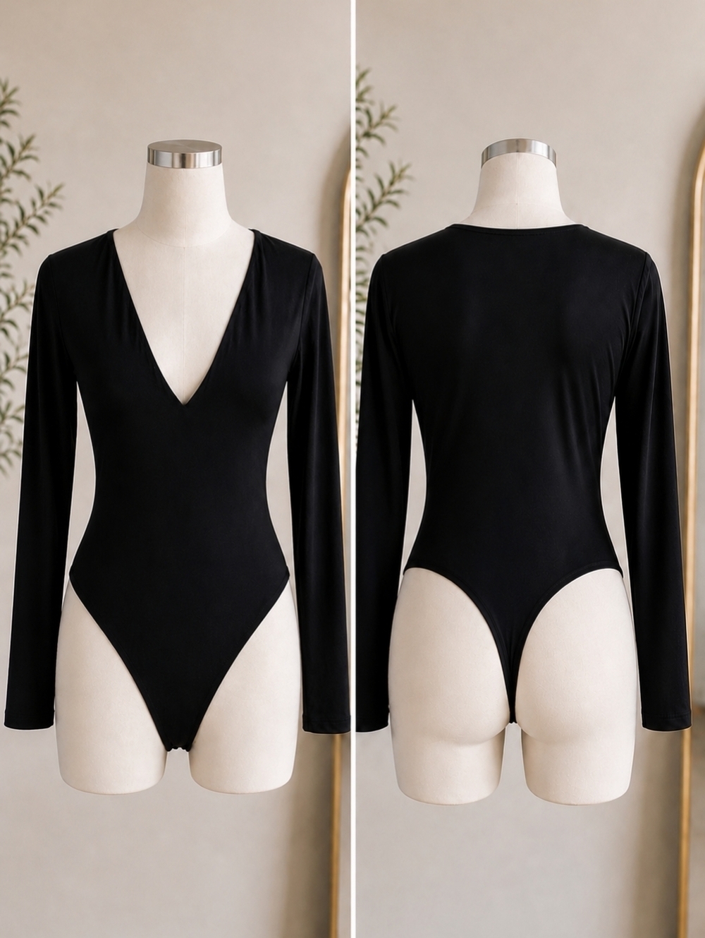 Victoria’s Secret Black Long Sleeve V-Neck Bodysuit NWT. Women Size X-Large